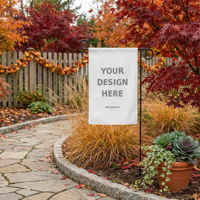 Garden Flag Mockup Bundle | 10 Seasonal PSD Smart Object Templates 12.5x18 | Christmas Fall Halloween Yard Flag Mockups Instant Download thumbnail 4