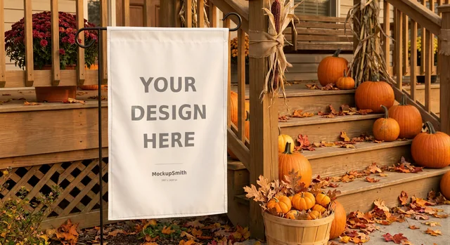 Garden Flag Mockup Bundle | 10 Seasonal PSD Smart Object Templates 12.5x18 | Christmas Fall Halloween Yard Flag Mockups Instant Download thumbnail 6