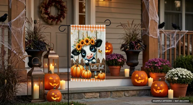 Garden Flag Mockup Bundle | 10 Seasonal PSD Smart Object Templates 12.5x18 | Christmas Fall Halloween Yard Flag Mockups Instant Download thumbnail 9