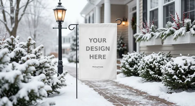 Garden Flag Mockup Bundle | 10 Seasonal PSD Smart Object Templates 12.5x18 | Christmas Fall Halloween Yard Flag Mockups Instant Download thumbnail 12
