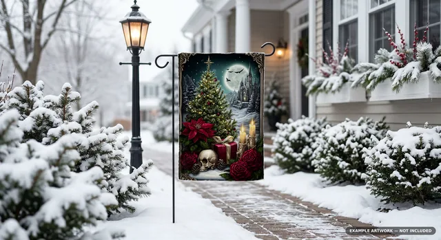 Garden Flag Mockup Bundle | 10 Seasonal PSD Smart Object Templates 12.5x18 | Christmas Fall Halloween Yard Flag Mockups Instant Download thumbnail 13