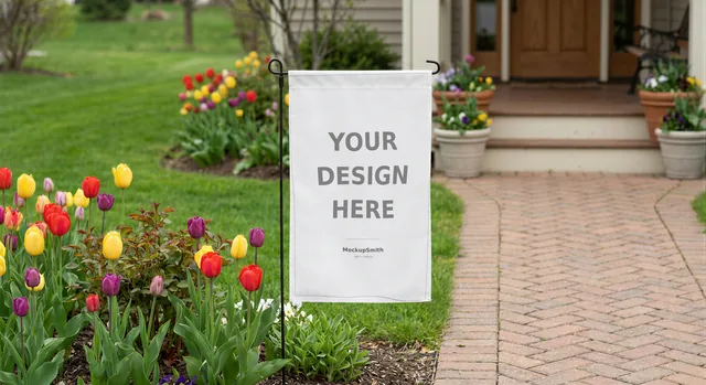 Garden Flag Mockup Bundle | 10 Seasonal PSD Smart Object Templates 12.5x18 | Christmas Fall Halloween Yard Flag Mockups Instant Download thumbnail 16