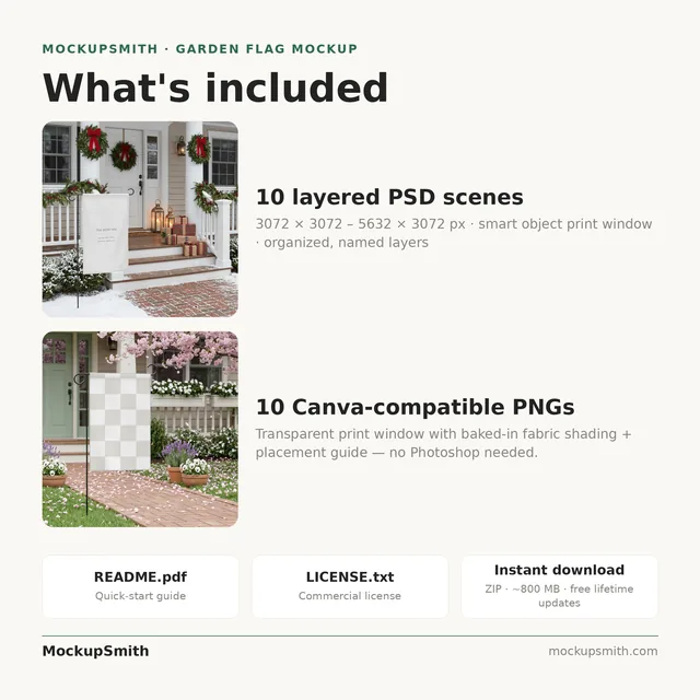Garden Flag Mockup Bundle | 10 Seasonal PSD Smart Object Templates 12.5x18 | Christmas Fall Halloween Yard Flag Mockups Instant Download thumbnail 22