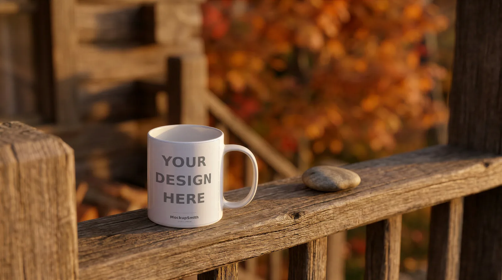 Mug Mockup Autumn cabin porch | PSD Smart Object Template 11oz | Coffee Mug Mock Up Instant Download