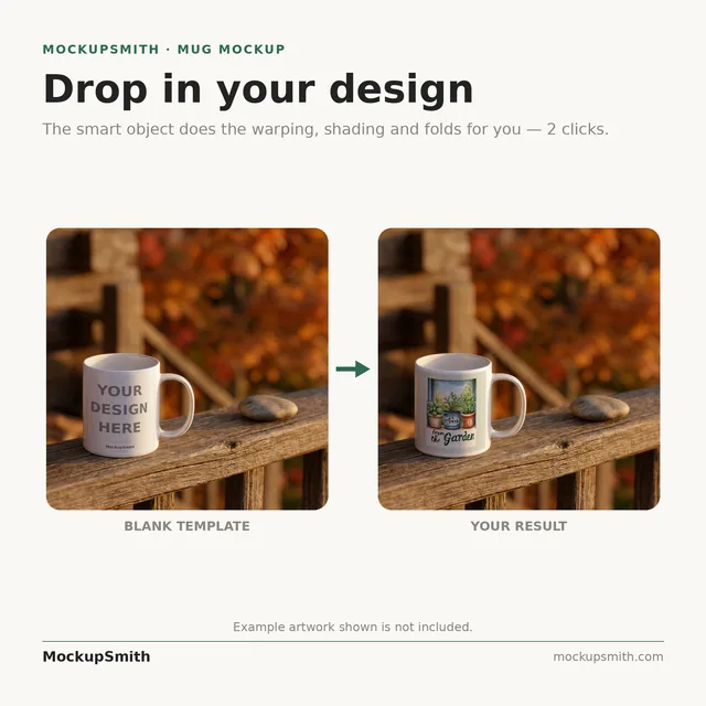 Mug Mockup Autumn cabin porch | PSD Smart Object Template 11oz | Coffee Mug Mock Up Instant Download thumbnail 3