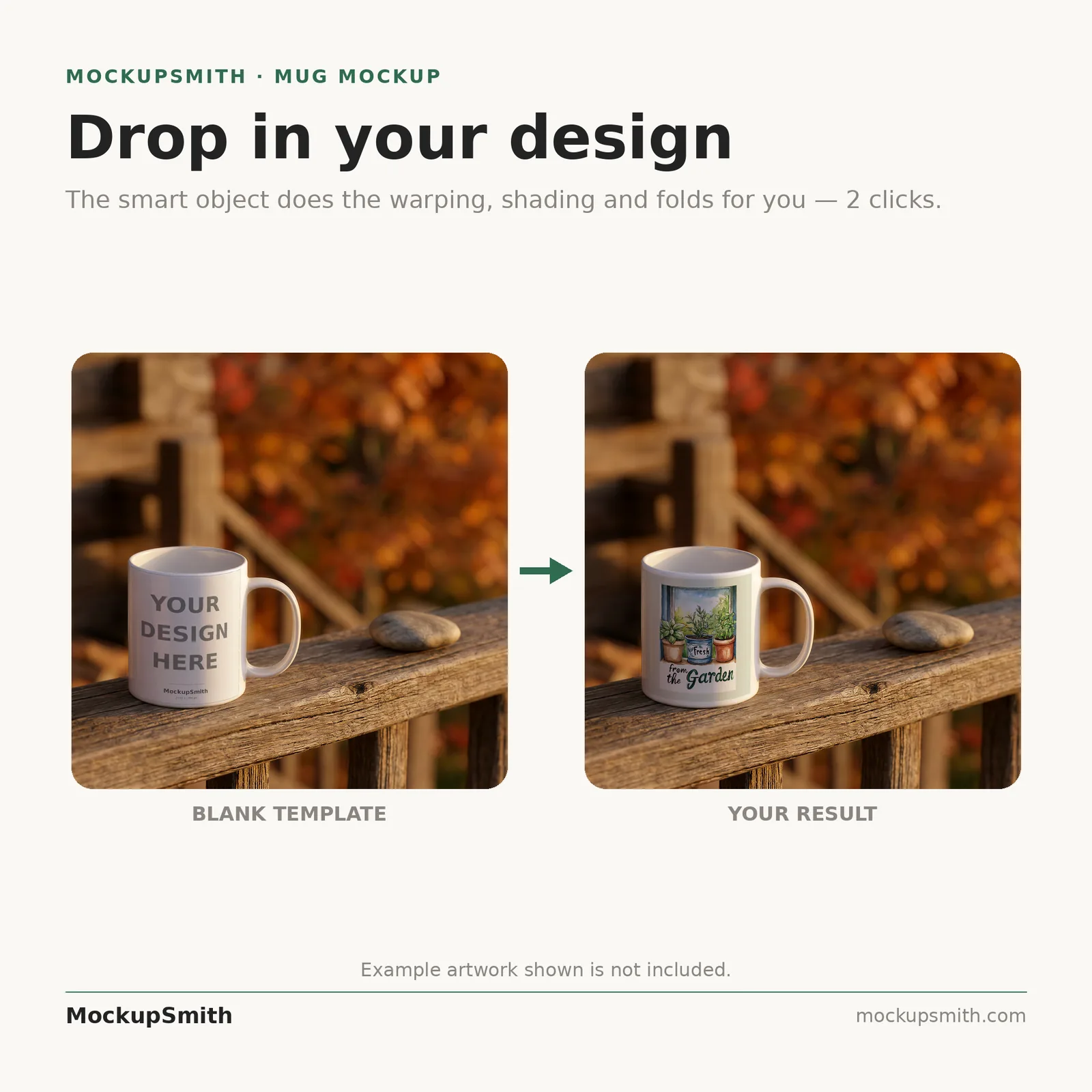 Mug Mockup Autumn cabin porch | PSD Smart Object Template 11oz | Coffee Mug Mock Up Instant Download