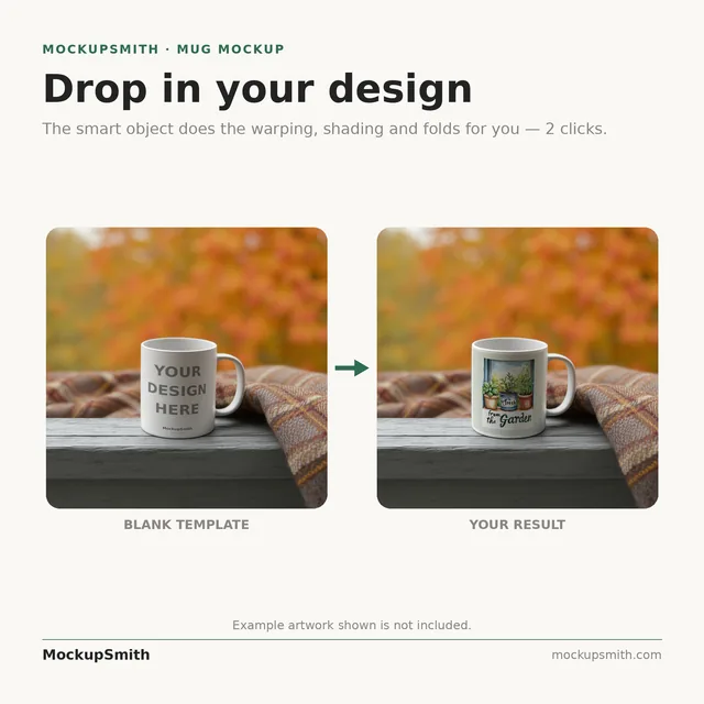 Mug Mockup Fall porch seat | PSD Smart Object Template 11oz | Coffee Mug Mock Up Instant Download thumbnail 3