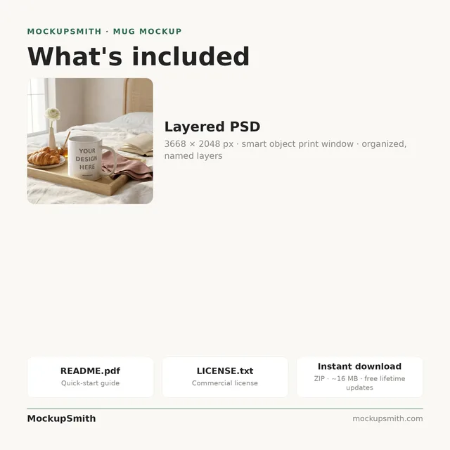 Mug Mockup Breakfast-in-bed tray | PSD Smart Object Template 11oz | Coffee Mug Mock Up Instant Download thumbnail 4