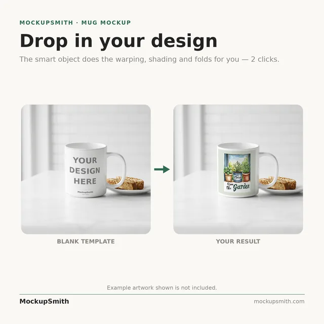 Mug Mockup Bright cafe counter | PSD Smart Object Template 11oz | Coffee Mug Mock Up Instant Download thumbnail 3
