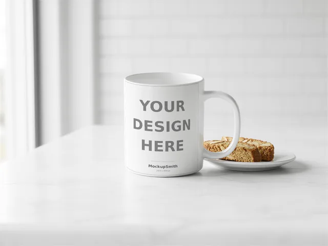 Mug Mockup Bright cafe counter | PSD Smart Object Template 11oz | Coffee Mug Mock Up Instant Download