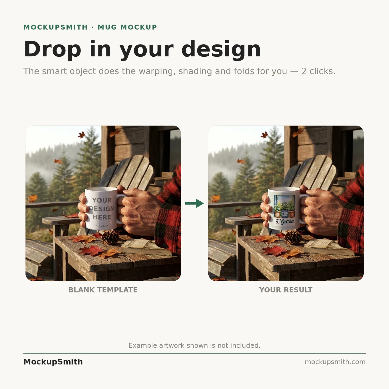 Mug Mockup Autumn cabin porch | Lifestyle Held PSD Smart Object Template 11oz | Coffee Mug Mock Up Instant Download