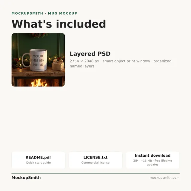 Christmas Mug Mockup | Cozy Hearth Mantel PSD Smart Object Template 11oz | Holiday Coffee Mug Mock Up Instant Download thumbnail 4