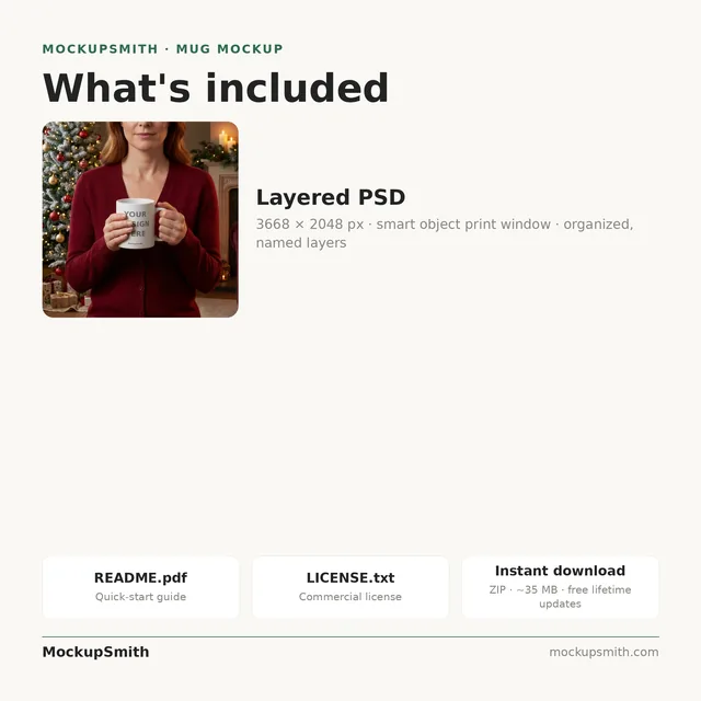 Mug Mockup By the Christmas tree | Lifestyle Held PSD Smart Object Template 11oz | Coffee Mug Mock Up Instant Download thumbnail 4