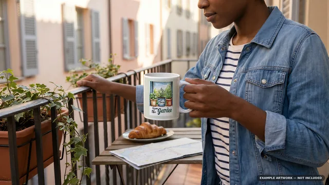 Mug Mockup City balcony | Lifestyle Held PSD Smart Object Template 11oz | Coffee Mug Mock Up Instant Download thumbnail 2
