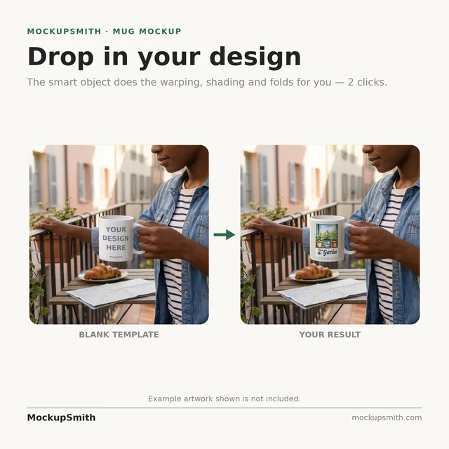 Mug Mockup City balcony | Lifestyle Held PSD Smart Object Template 11oz | Coffee Mug Mock Up Instant Download thumbnail 3