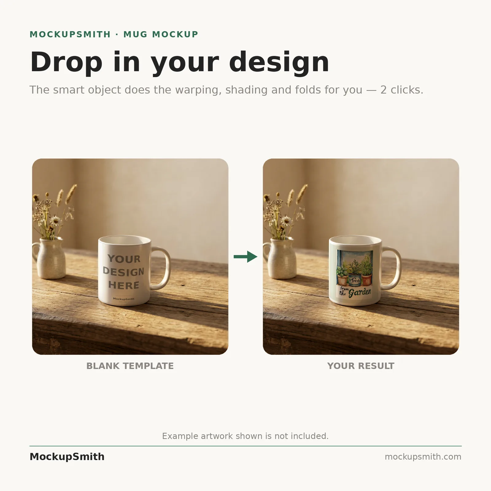 Farmhouse Mug Mockup | Rustic Kitchen Table PSD Smart Object Template 11oz | Country Coffee Mug Mock Up Instant Download
