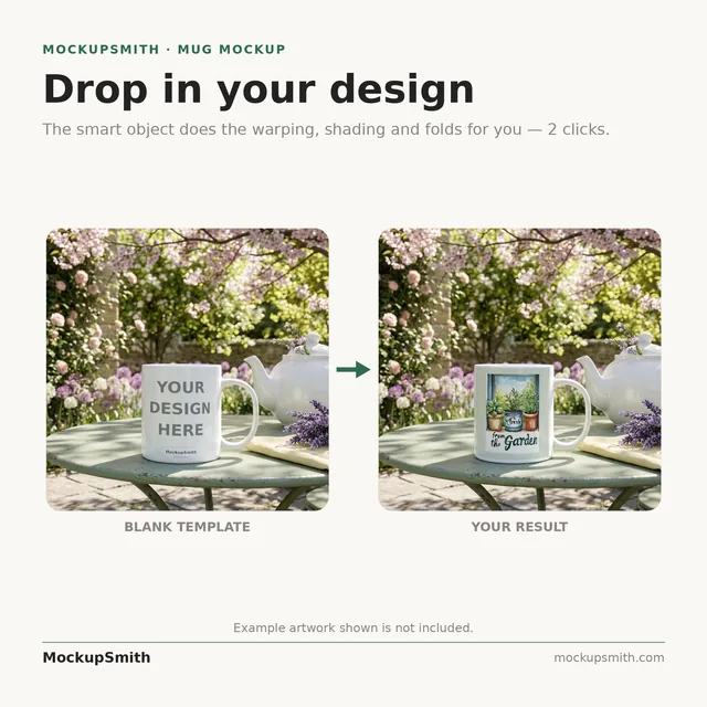 Spring Mug Mockup | Garden Tea Table PSD Smart Object Template 11oz | Floral Coffee Mug Mock Up Instant Download thumbnail 3