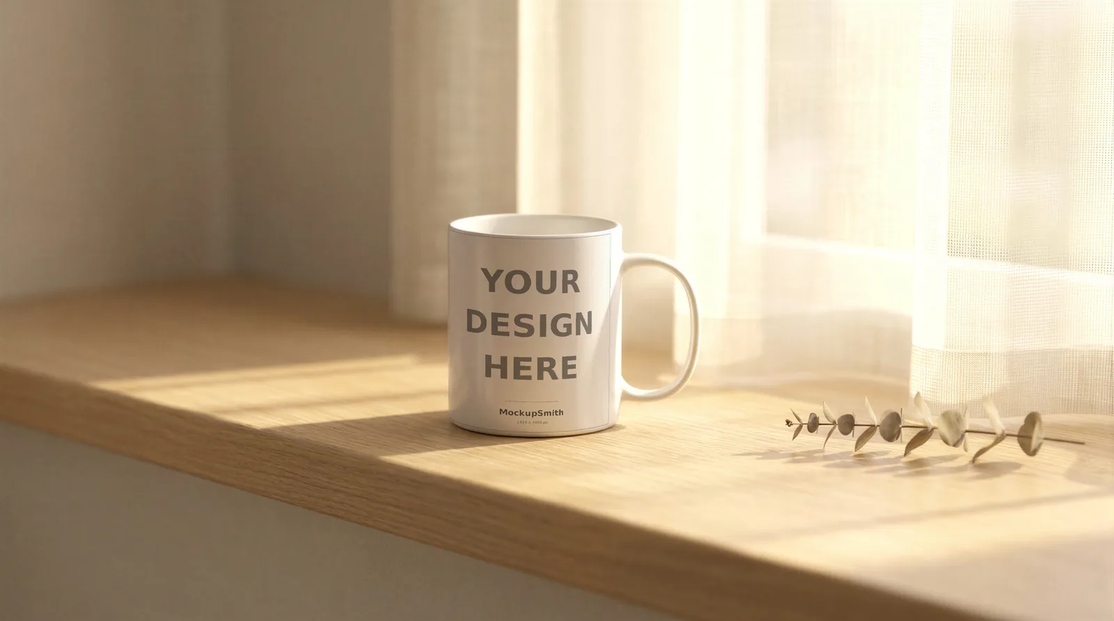 Mug Mockup Golden windowsill | PSD Smart Object Template 11oz | Coffee Mug Mock Up Instant Download