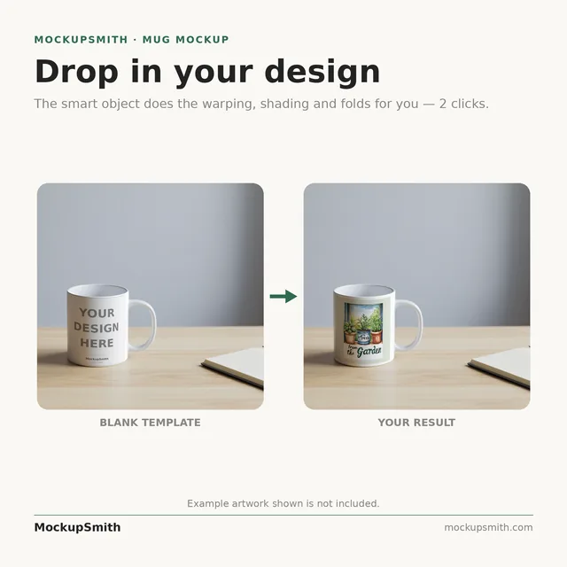 Mug Mockup Home office desk | PSD Smart Object Template 11oz | Coffee Mug Mock Up Instant Download thumbnail 3