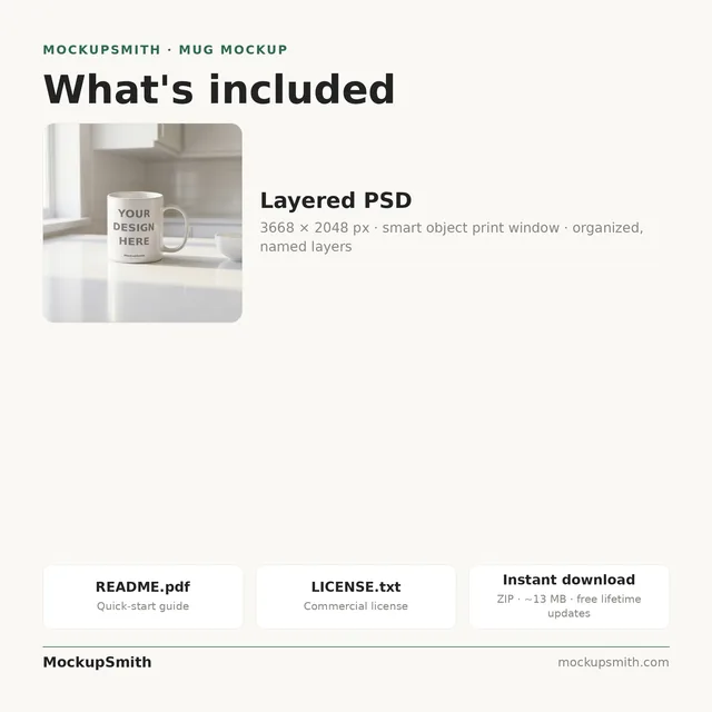 Kitchen Mug Mockup | Bright White Counter PSD Smart Object Template 11oz | Coffee Mug Mock Up for POD Instant Download thumbnail 4