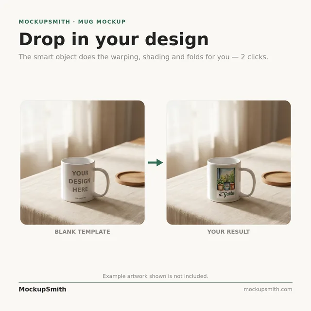 Mug Mockup Linen breakfast table | PSD Smart Object Template 11oz | Coffee Mug Mock Up Instant Download thumbnail 3