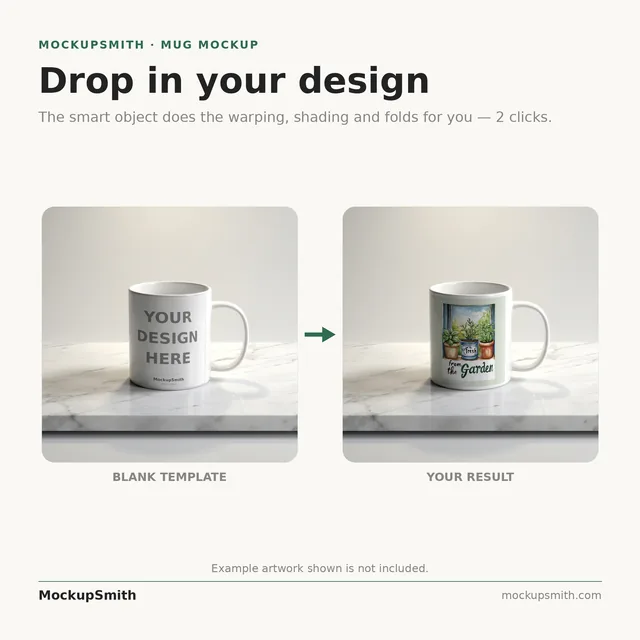Minimal Mug Mockup | Marble Studio Spotlight PSD Smart Object Template 11oz | Clean Coffee Mug Mock Up Instant Download thumbnail 3