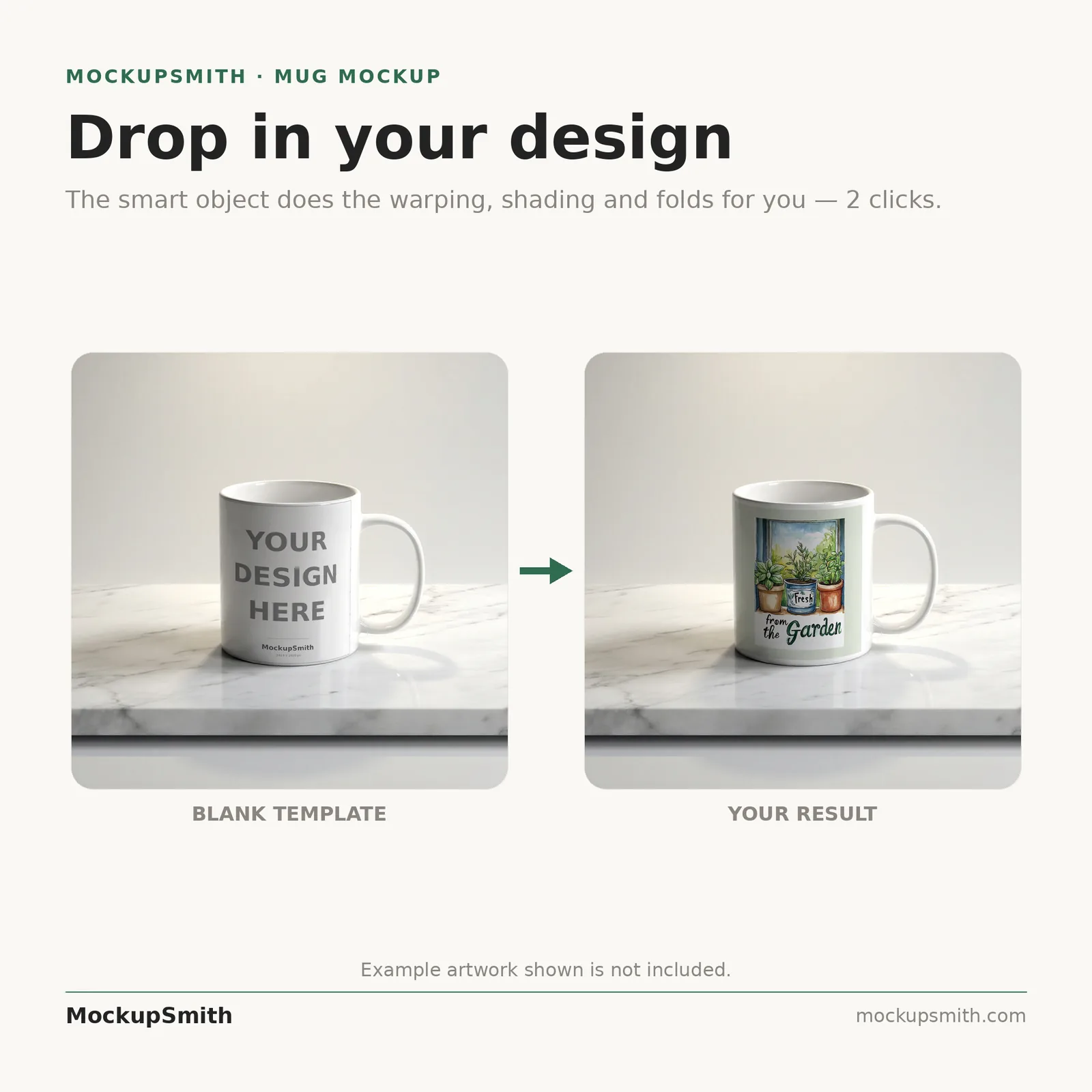 Minimal Mug Mockup | Marble Studio Spotlight PSD Smart Object Template 11oz | Clean Coffee Mug Mock Up Instant Download