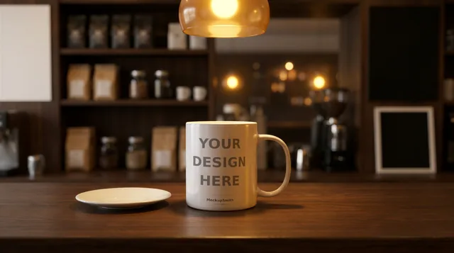Mug Mockup Moody espresso bar | PSD Smart Object Template 11oz | Coffee Mug Mock Up Instant Download