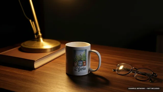 Mug Mockup Evening desk lamp | PSD Smart Object Template 11oz | Coffee Mug Mock Up Instant Download thumbnail 2