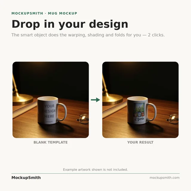 Mug Mockup Evening desk lamp | PSD Smart Object Template 11oz | Coffee Mug Mock Up Instant Download thumbnail 3