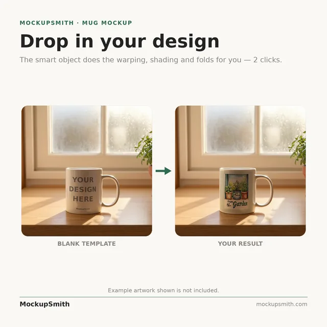 Mug Mockup Morning kitchen sill | PSD Smart Object Template 11oz | Coffee Mug Mock Up Instant Download thumbnail 3