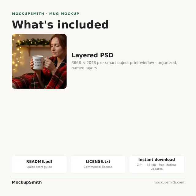 Mug Mockup Holiday plaid blanket | Lifestyle Held PSD Smart Object Template 11oz | Coffee Mug Mock Up Instant Download thumbnail 4