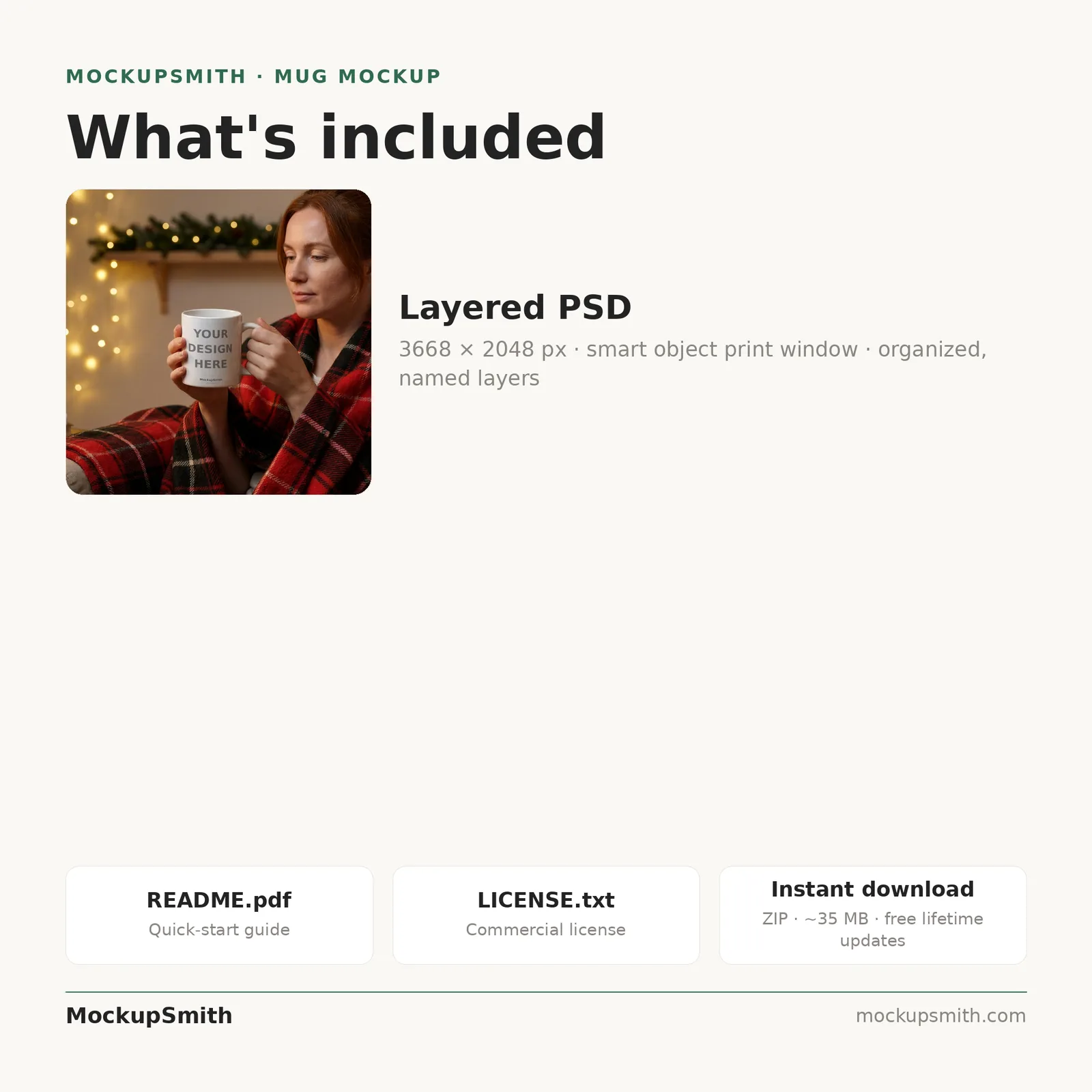 Mug Mockup Holiday plaid blanket | Lifestyle Held PSD Smart Object Template 11oz | Coffee Mug Mock Up Instant Download