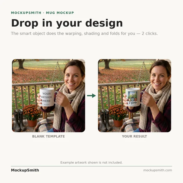 Mug Mockup Porch swing | Lifestyle Held PSD Smart Object Template 11oz | Coffee Mug Mock Up Instant Download thumbnail 3