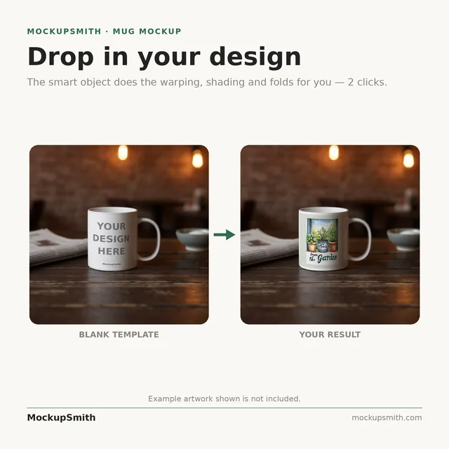 Mug Mockup Rustic cafe corner | PSD Smart Object Template 11oz | Coffee Mug Mock Up Instant Download thumbnail 3