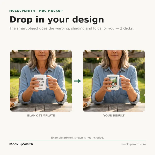 Mug Mockup Backyard brunch | Lifestyle Held PSD Smart Object Template 11oz | Coffee Mug Mock Up Instant Download thumbnail 3