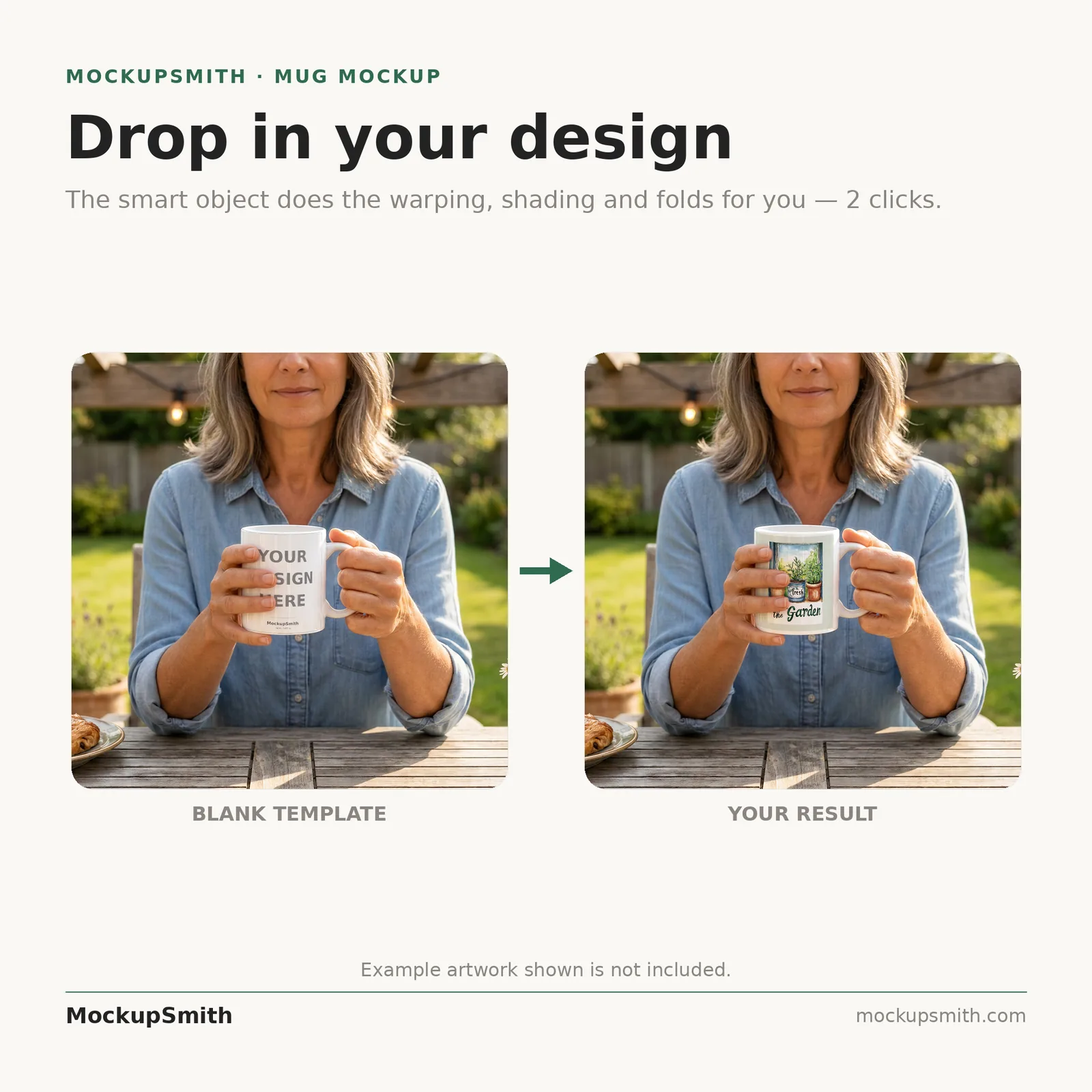 Mug Mockup Backyard brunch | Lifestyle Held PSD Smart Object Template 11oz | Coffee Mug Mock Up Instant Download