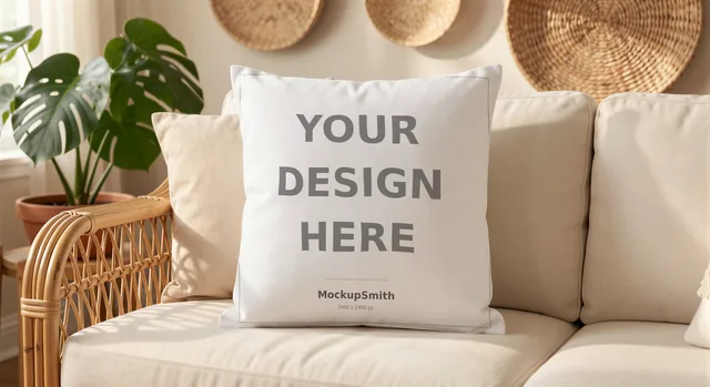 Throw Pillow Mockup Bundle | 20 Lifestyle PSD Smart Object Templates + Canva PNG | Square Pillow Mock Up for POD Sellers Instant Download thumbnail 4