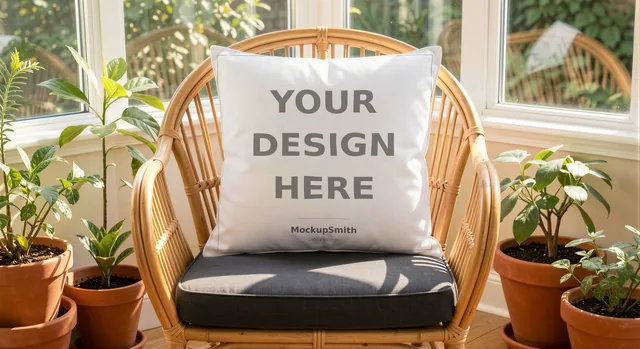Throw Pillow Mockup Bundle | 20 Lifestyle PSD Smart Object Templates + Canva PNG | Square Pillow Mock Up for POD Sellers Instant Download thumbnail 18