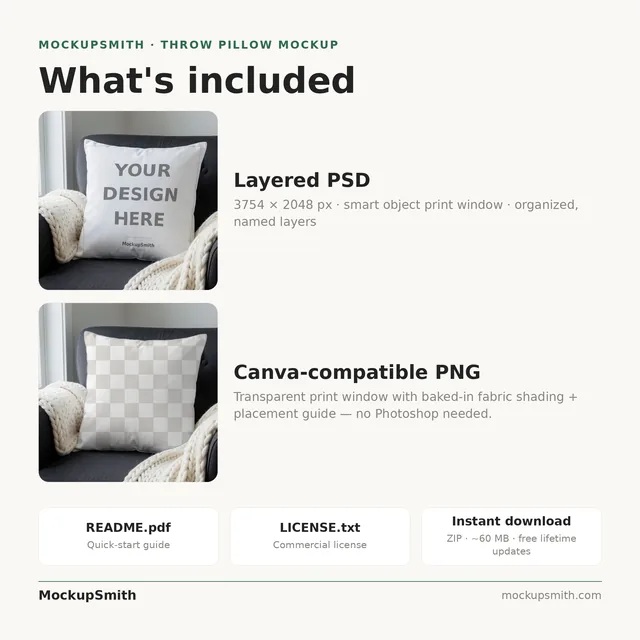 Winter Pillow Mockup | Cozy Armchair Snowy Window PSD Smart Object Template + Canva PNG | Square Throw Pillow Mock Up Instant Download thumbnail 4