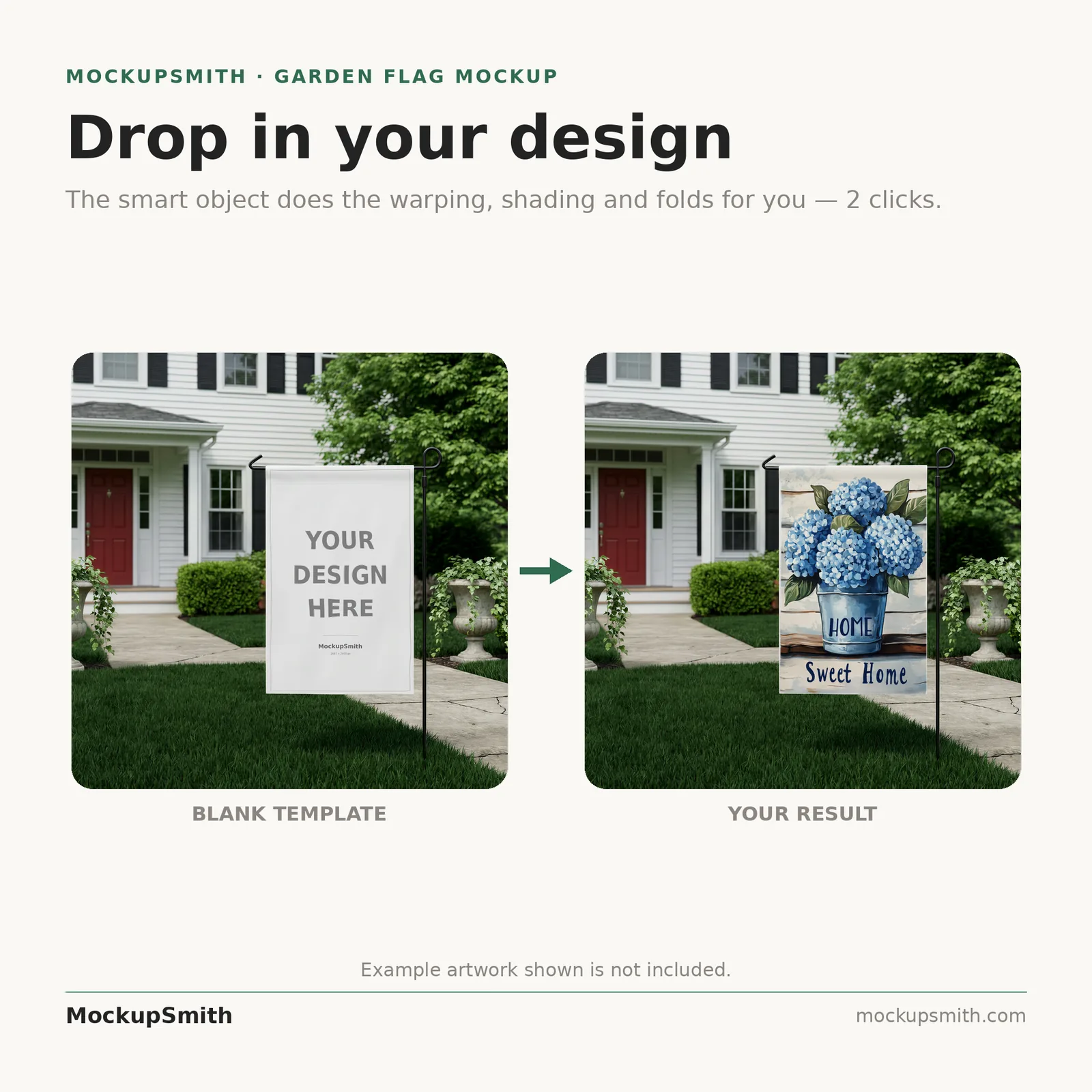 Garden Flag Mockup | Front Yard PSD Smart Object Template 12.5x18 | Yard Flag Mock Up for POD Sublimation Instant Digital Download