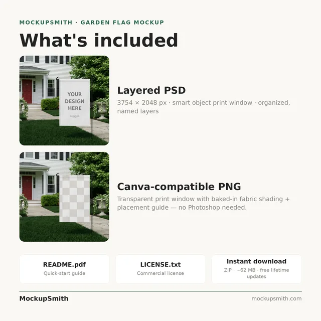 Garden Flag Mockup | Front Yard PSD Smart Object Template 12.5x18 | Yard Flag Mock Up for POD Sublimation Instant Digital Download thumbnail 4