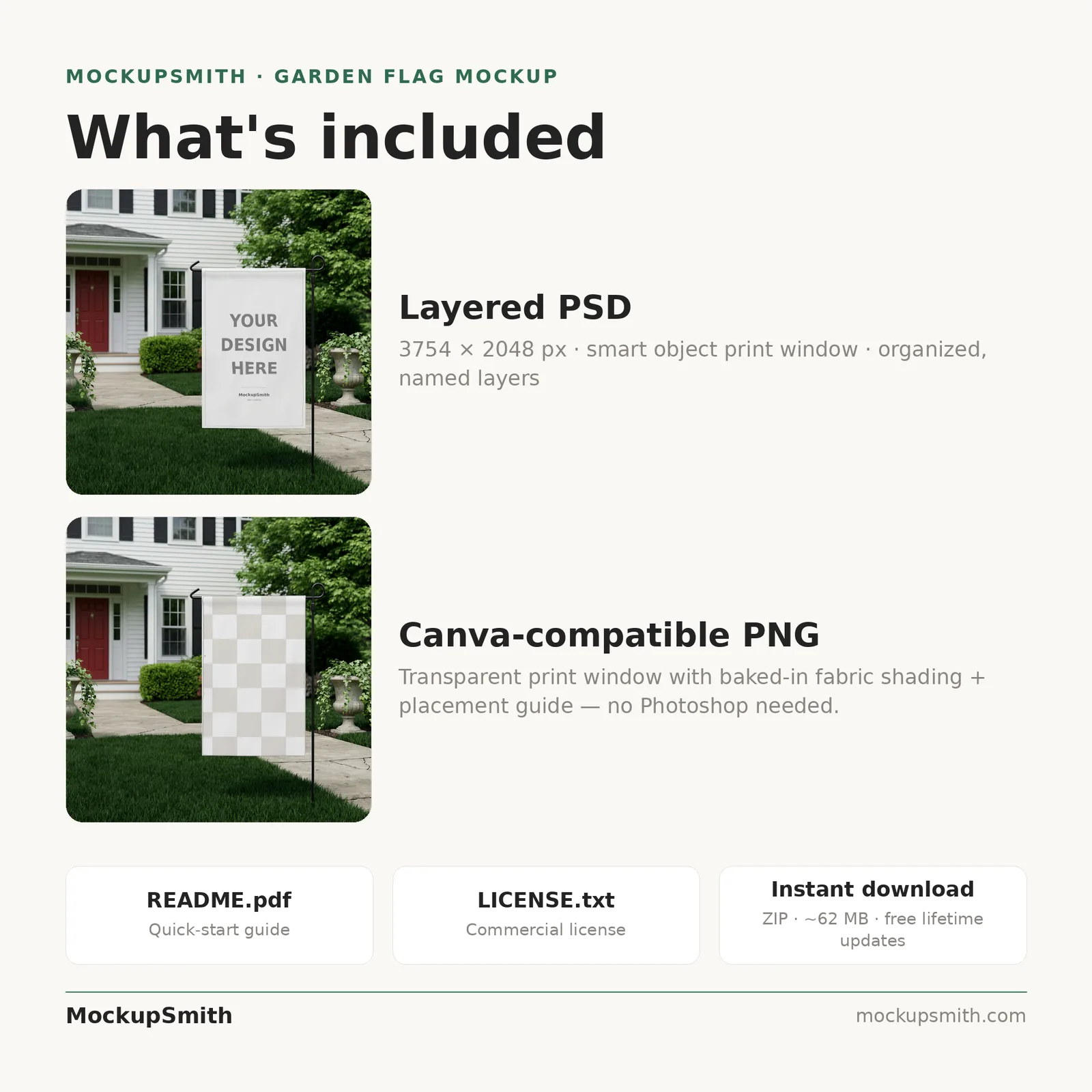 Garden Flag Mockup | Front Yard PSD Smart Object Template 12.5x18 | Yard Flag Mock Up for POD Sublimation Instant Digital Download