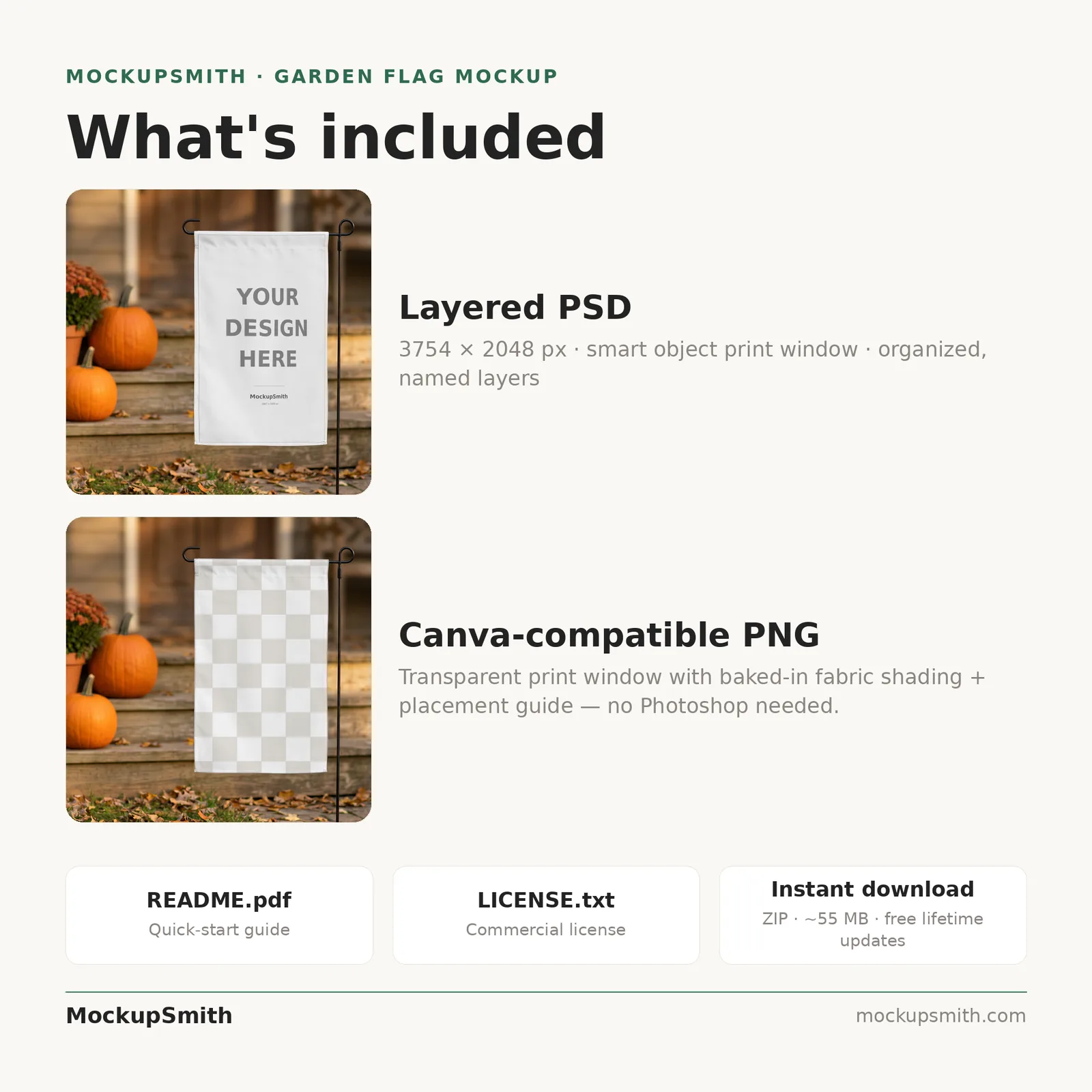 Autumn Garden Flag Mockup | Cozy Pumpkin Porch PSD Smart Object Template | Fall Yard Flag Mock Up Instant Digital Download