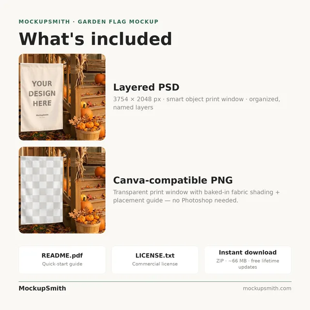 Thanksgiving Garden Flag Mockup | Pumpkin Harvest Porch PSD Smart Object Template | Fall Yard Flag Mock Up Instant Download thumbnail 4