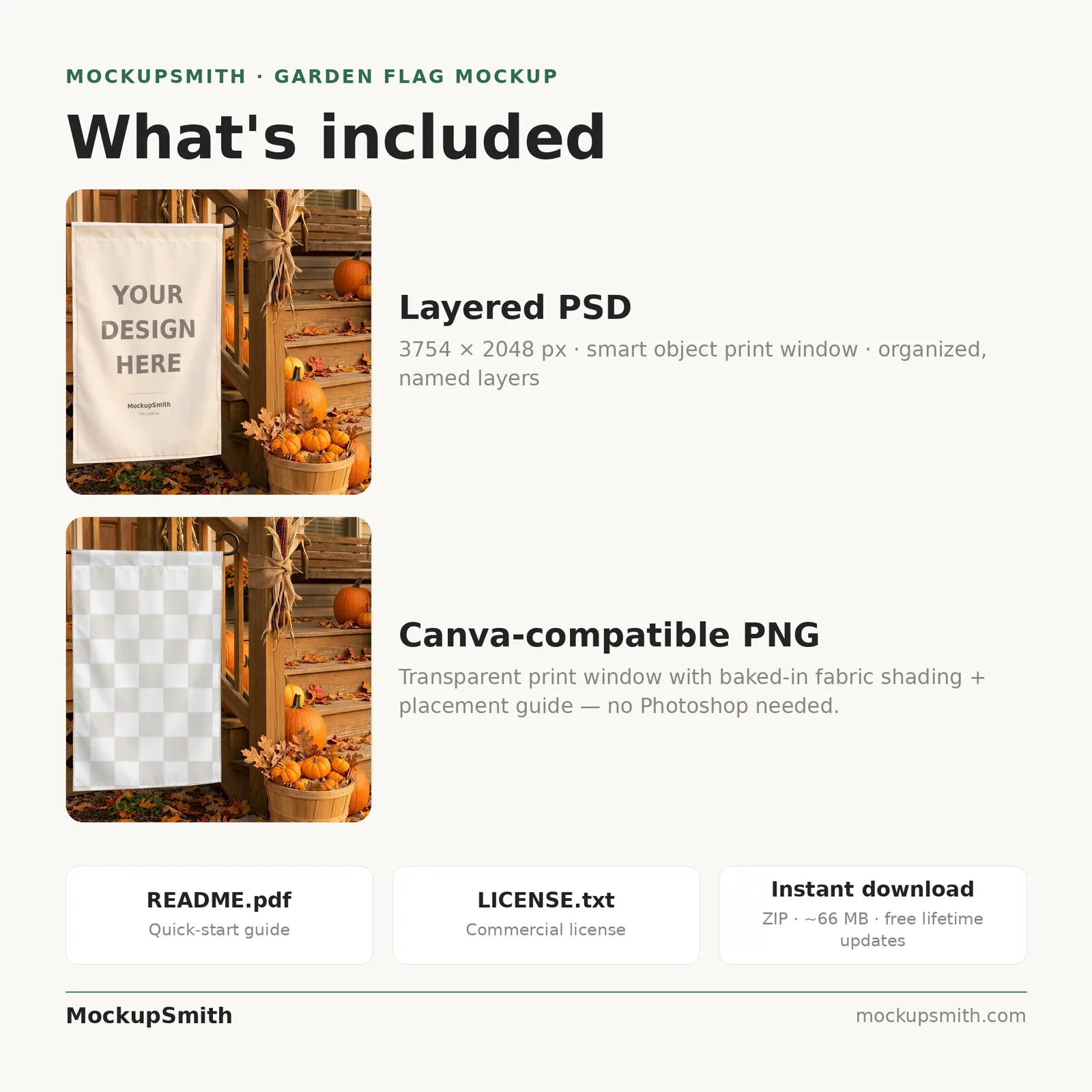 Thanksgiving Garden Flag Mockup | Pumpkin Harvest Porch PSD Smart Object Template | Fall Yard Flag Mock Up Instant Download