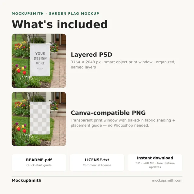 Spring Garden Flag Mockup | Tulip Front Yard PSD Smart Object Template | Easter Yard Flag Mock Up Instant Digital Download thumbnail 4