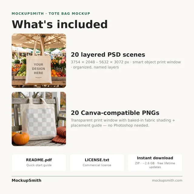 Tote Bag Mockup Bundle | 20 Lifestyle PSD Smart Object Templates + Canva PNG | Canvas Tote Mock Up for POD Sellers Instant Download thumbnail 42