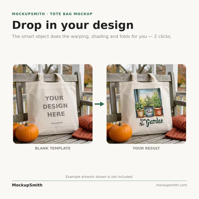 Fall Tote Bag Mockup | Autumn Porch Pumpkins PSD Smart Object Template + Canva PNG | Cozy Canvas Tote Mock Up Instant Download thumbnail 3