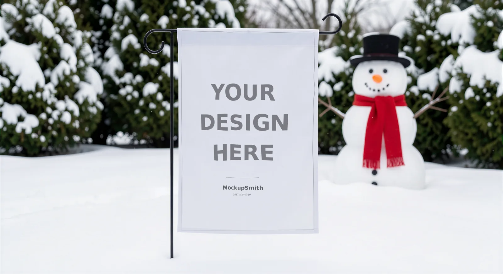 Christmas Garden Flag Mockup Bundle | 100 PSD Smart Object Templates 12.5x18 + Canva PNG | Holiday Winter Yard Flag Mock Ups for POD